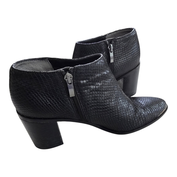 Franco Sarto Shoes - Franco Sarto Booties Women 9M Brooks Black Ankle Zip Snake Embossed Block Heel